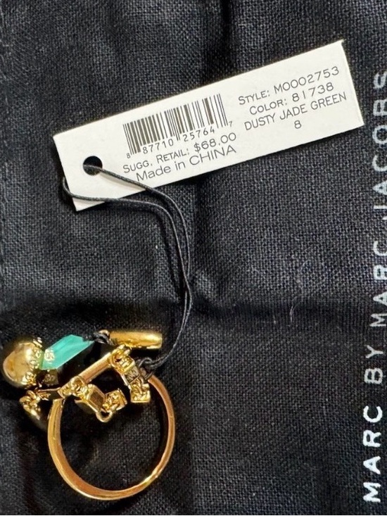 Marc By Marc Jacobs Stacked Block Figure Dusty Jade Green Ring/Size  8 -NWT - Picture 8 of 11